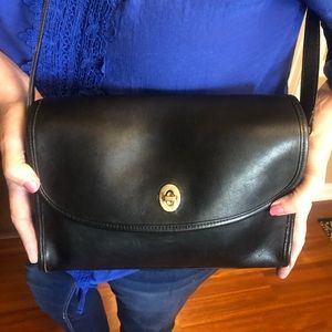 Vintage Black Leather Metropolis Flap Bag